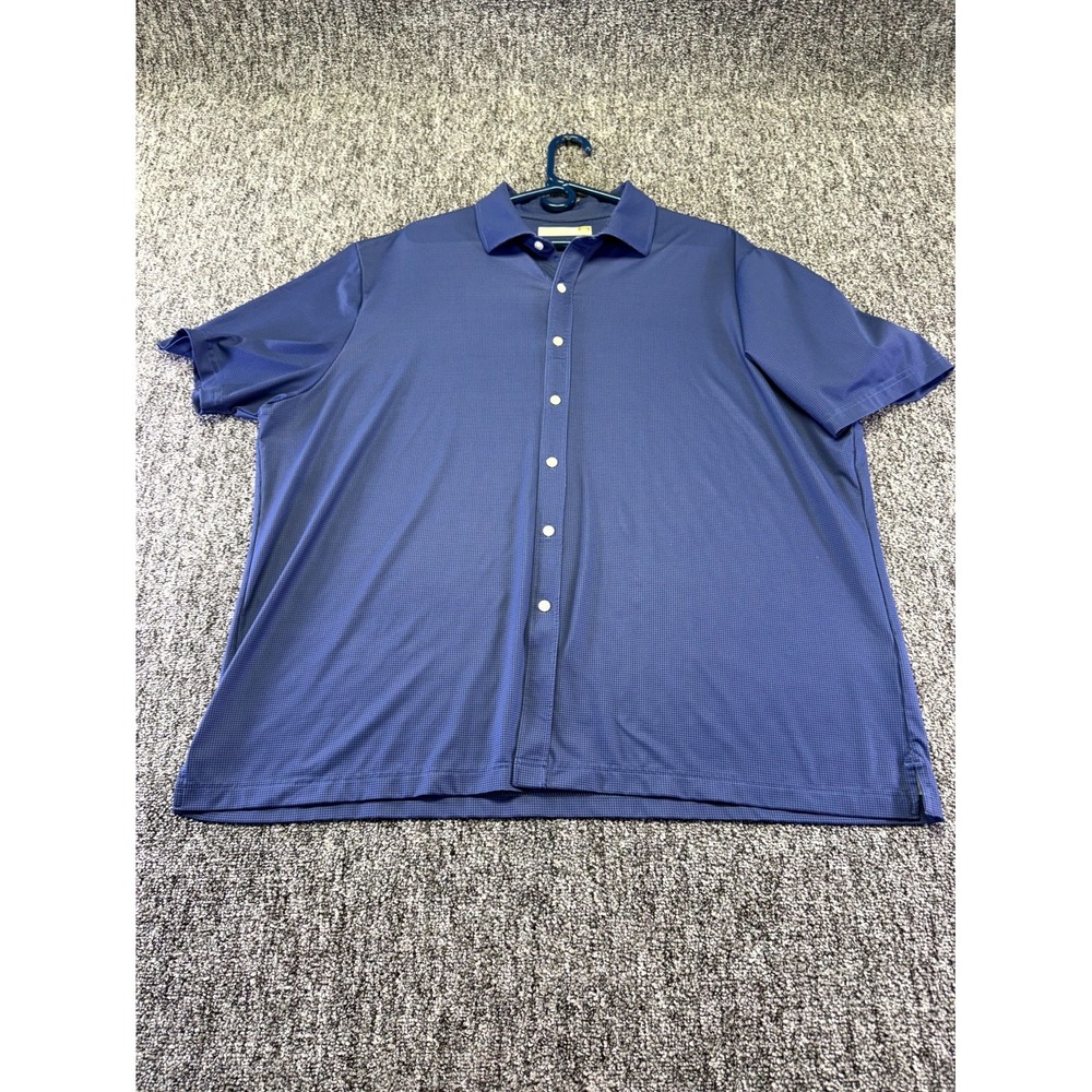 Hart Schaffner Marx Luxury Performance Shirt Men XXL Blue Micro Textured Casual